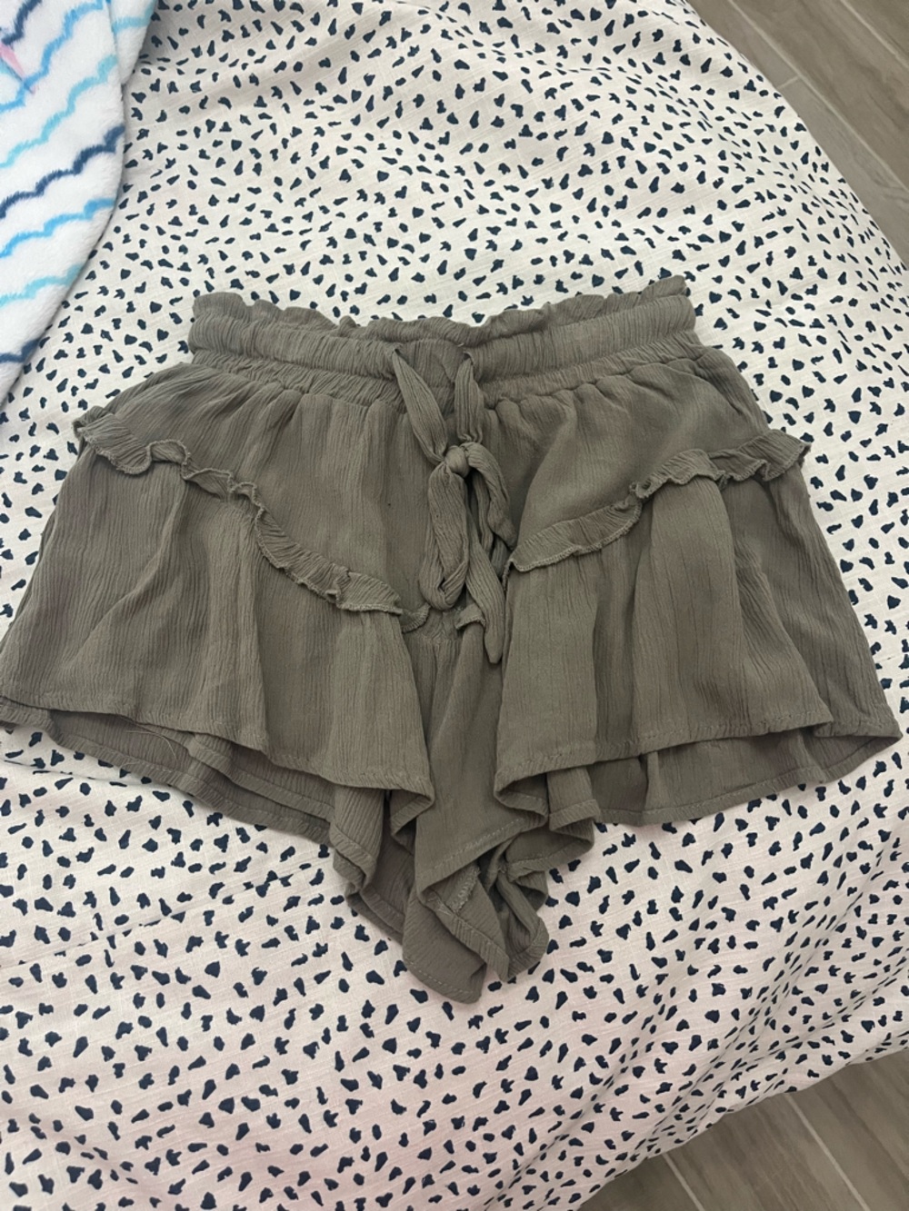 Sincerely Jules Olive Green Ruffle Shorts
